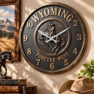 Reloj Redondo Grande Wyoming Forever West Bucking Horse Bronze