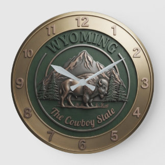 Reloj Redondo Grande Wyoming Green Forest Bison The Cowboy State