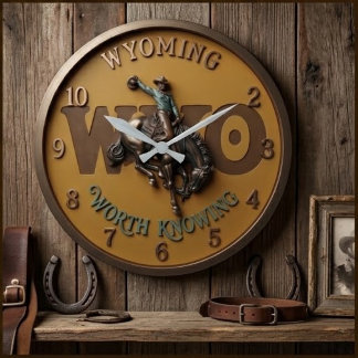 Reloj Redondo Grande Wyoming Worth Knowing Bucking Horse Cowboy
