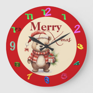 Reloj Redondo Grande X-mas con peluche