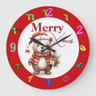 Reloj Redondo Grande X-mas con peluche