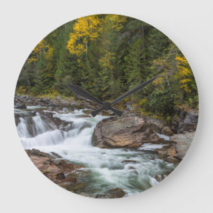 Reloj Redondo Grande Yaak Falls In Autumn In The Kootenai National