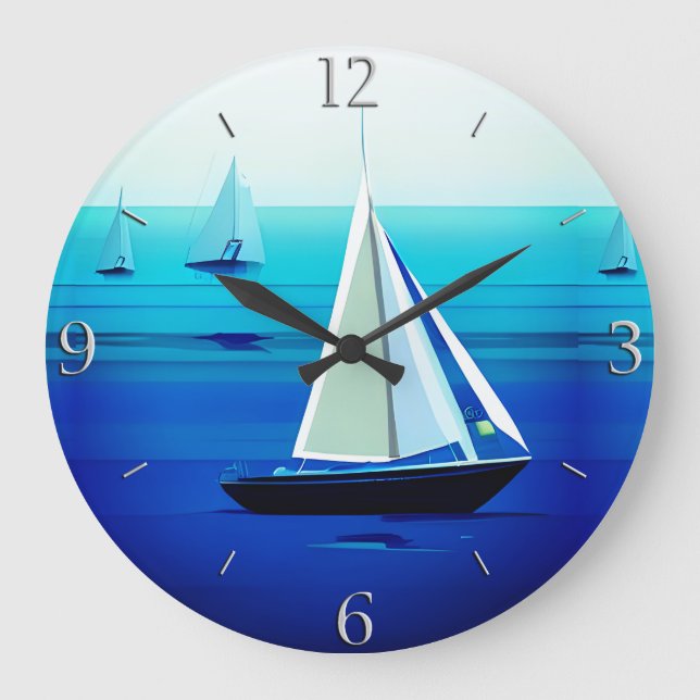 Reloj Redondo Grande Yate bajo la vela, azul cobalto (Anverso)