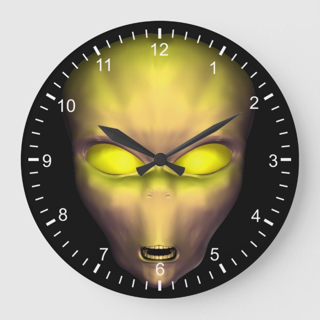 Reloj Redondo Grande Yellow Alien Face (Anverso)