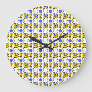 Reloj Redondo Grande Yellow Blue Illustration Fancy shapes