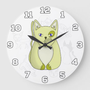 Reloj Redondo Grande Yellow Cat with Naughty Smile