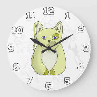 Reloj Redondo Grande Yellow Cat with Naughty Smile