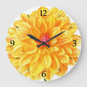 Reloj Redondo Grande Yellow Dahlia watercolor