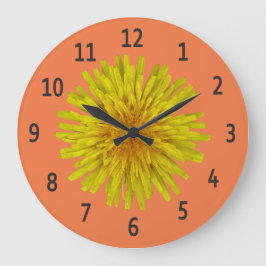 Reloj Redondo Grande Yellow Dandelion Flower Black Digits on any Color