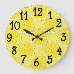 Reloj Redondo Grande Yellow Lemon Design Kitchen Wall Clock