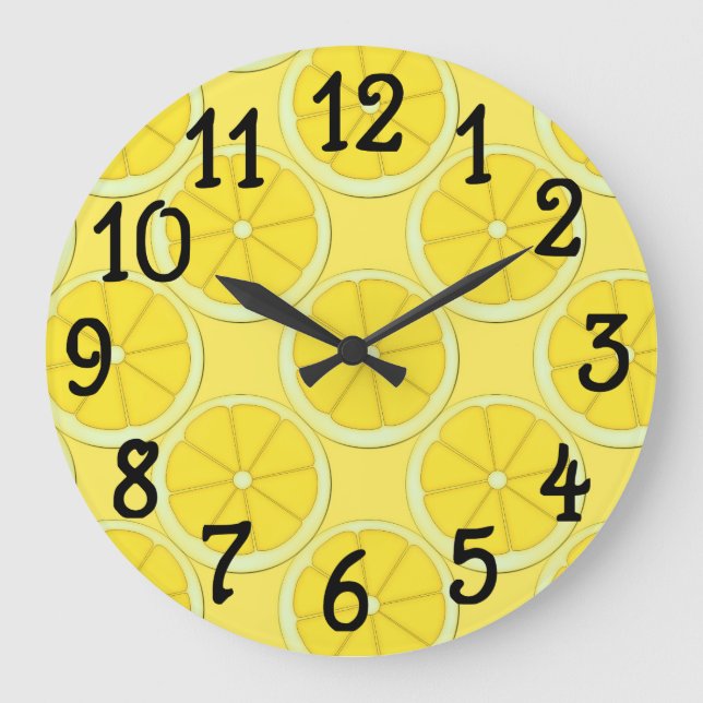 Reloj Redondo Grande Yellow Lemon Design Kitchen Wall Clock (Anverso)