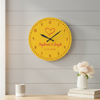 Reloj Redondo Grande Yellow Wedding or Anniversary Gift Clock 