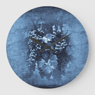 Reloj Redondo Grande Yeso de Uvas Azules Vintage