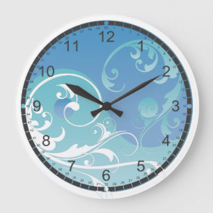Reloj Redondo Grande Yin azul y verde y Yang