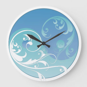 Reloj Redondo Grande Yin azul y verde y Yang