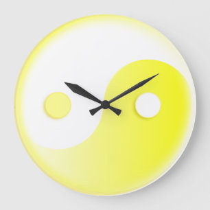 Reloj Redondo Grande Yin y Yang amarillos soleados