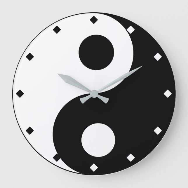 Reloj Redondo Grande Yin y Yang Black and White (Anverso)