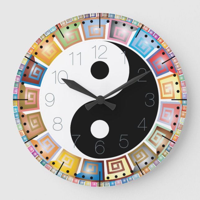Reloj Redondo Grande Yin y Yang equilibran el yoga (Anverso)