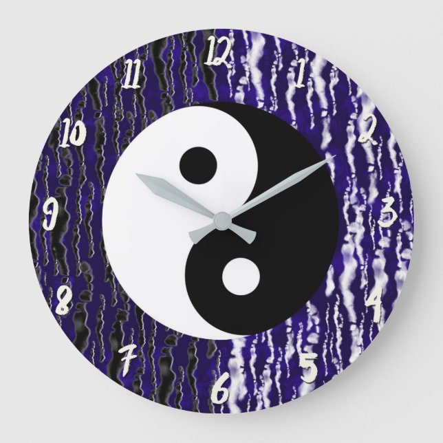 Reloj Redondo Grande Yin Yang Azul Tranquilidad Zen Energía (Anverso)