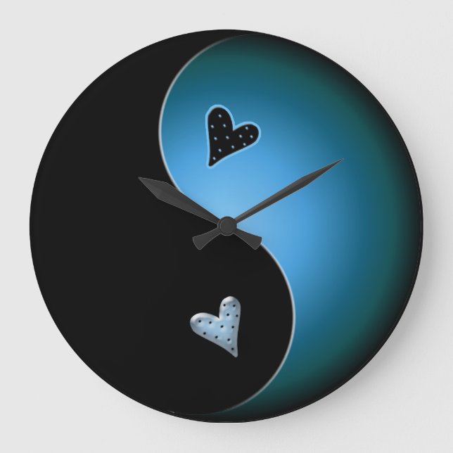 Reloj Redondo Grande yin yang de la turquesa (Anverso)
