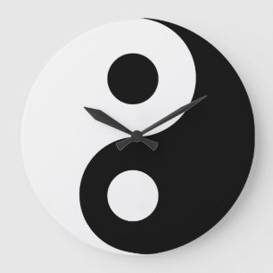 Reloj Redondo Grande Yin Yang negro y blanco