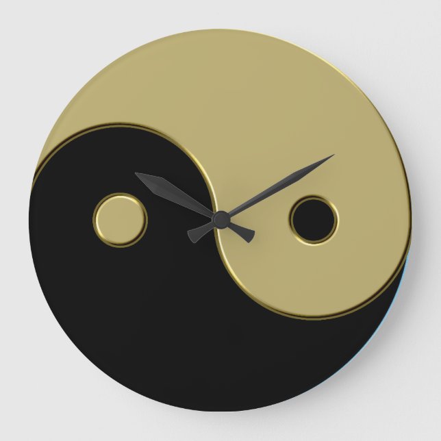 Reloj Redondo Grande yin yang negro y dorado (Anverso)