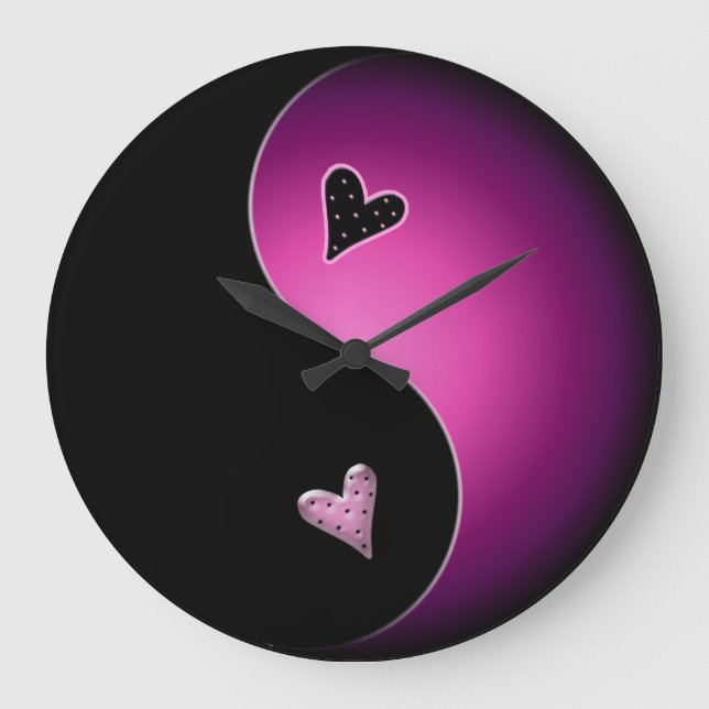 Reloj Redondo Grande yin yang rosa (Anverso)