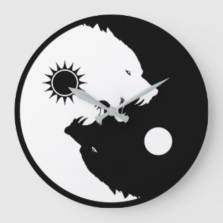Reloj Redondo Grande Yin Yang Wolves