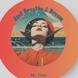Reloj Redondo Grande Yo sólo respira y sueño retro mi tiempo