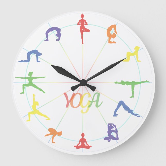 Reloj Redondo Grande Yoga Asana (Anverso)
