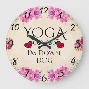 Reloj Redondo Grande Yoga I'm Down, Dog Wall Clock