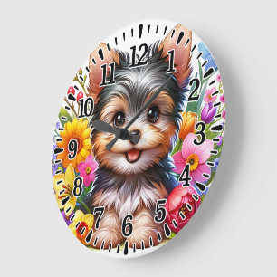 Reloj Redondo Grande Yorkie Feliz