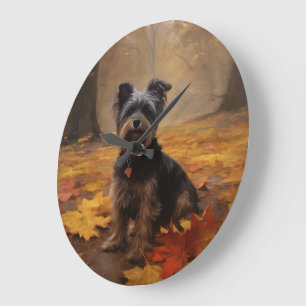 Reloj Redondo Grande Yorkipoo en Otoño Hojas Caídas Inspiran