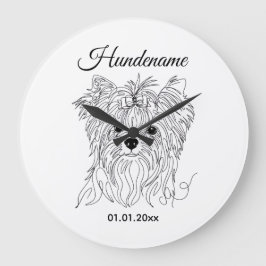 Reloj Redondo Grande Yorkshire Terrier one line art customizable dog