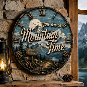 Reloj Redondo Grande You Are on Mountain Time Vintage Mountain Cabin