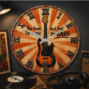 Reloj Redondo Grande You Hear the Music But Feel the Bass Guitar Lover