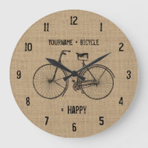 You Plus Bicycle Equals Happy Natural Burlap Sack