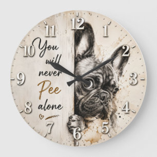 Reloj Redondo Grande You Will Never Pee Alone French Bulldog