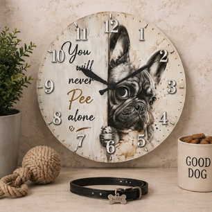 Reloj Redondo Grande You Will Never Pee Alone French Bulldog