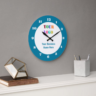 Reloj Redondo Grande Your Branded Company Logo Name Text Clock Template