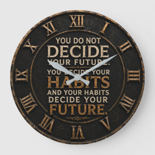 Reloj Redondo Grande Your Habits Decide Your Future Gym Decor