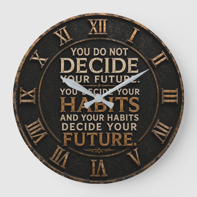 Reloj Redondo Grande Your Habits Decide Your Future Gym Decor (Anverso)