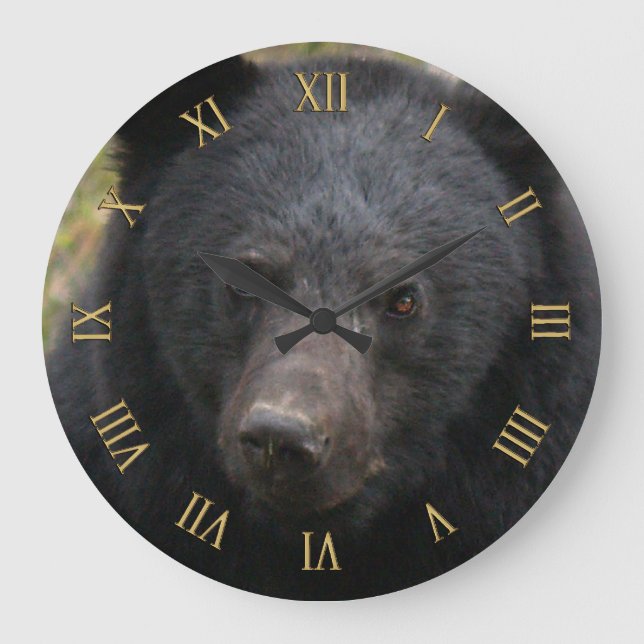 Reloj Redondo Grande Yukon Black Bear & Wilderness Photo Art (Anverso)