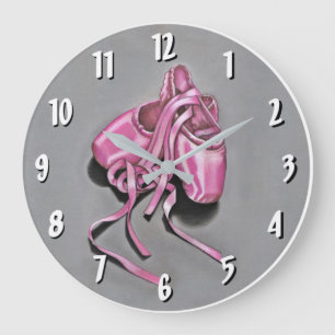 Reloj Redondo Grande Zapatillas de ballet rosa