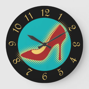 Reloj Redondo Grande Zapato rojo retro del tacón alto