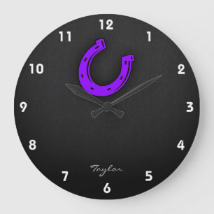 Reloj Redondo Grande zapato violeta morado de caballo