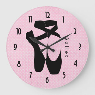 Reloj Redondo Grande Zapatos de ballet negro en punta