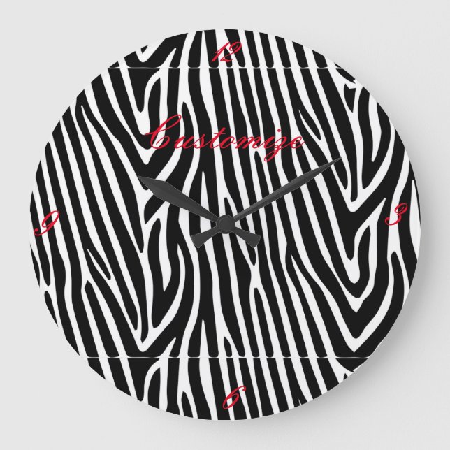 Reloj Redondo Grande Zebra Stripes Pattern Thunder_Cove (Anverso)