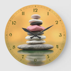 Reloj Redondo Grande Zen Piedras Espirituales Equilibrio Arte Terapéuti