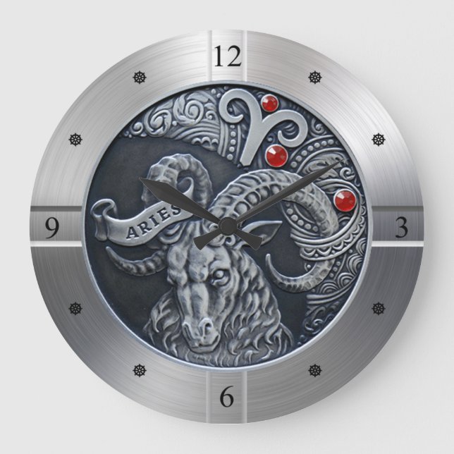 Reloj Redondo Grande Zodiac ~ Aries ~ Celestial ~ Astrología occidental (Anverso)